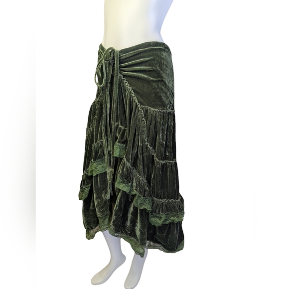 NWT Sweet Tiger Moss Green Velvet Convertible Dress Skirt Fairycore Whimsigoth L - Picture 7 of 10